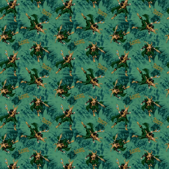Marvel® Loki Green & Gold Toss Cotton Fabric